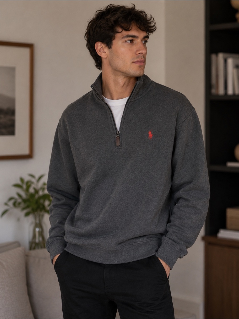 U.S. Polo Assn. Dark Gray Zip-Up Sweatshirt Hoodie Size XL Casual Lounge